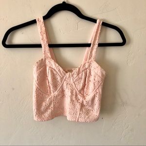 Charlotte Russe light pink lace crop top